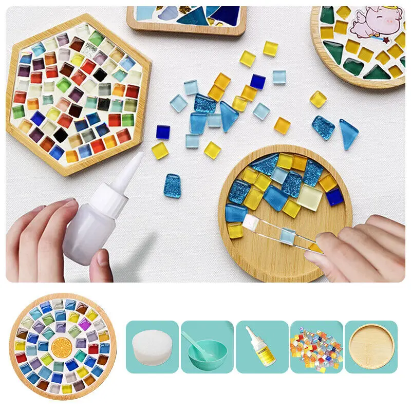 DIY Mosaic Coaster Handmade Material Kit Bamboo Tableware Mat Craft Decor Filling Accessories Cup Mat Dining Table Decoration