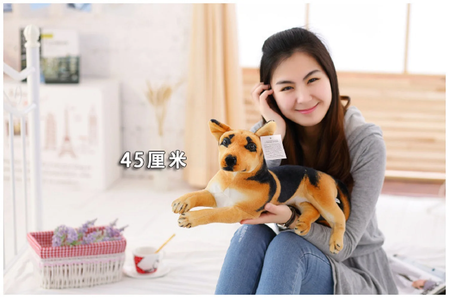 

middle size simulation plush shepherd dog toy lying shepherd dog doll gift about 45cm