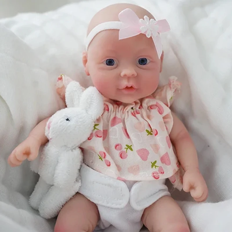 Miaio 7 بوصة نابض بالحياة سيليكون تولد من جديد دمية طفل صغيرة Preemie فتاة لينة الملمس لعبة مريحة لتخفيف التوتر