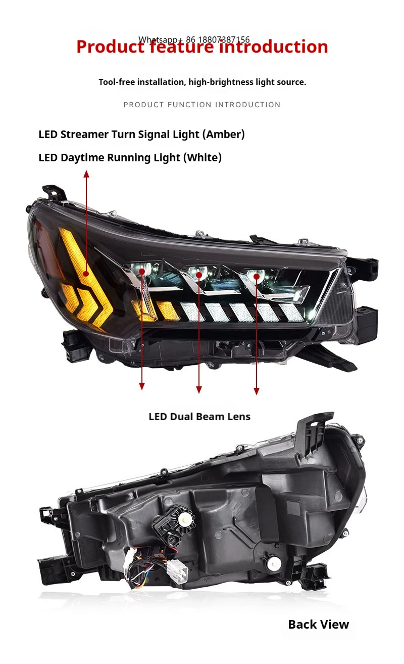 

Автомобильные фары FT для Toyota Hilux Revo, светодиодные фары 2021-2024, светодиодные проекционные фары, дневные ходовые огни, автомобильные аксессуары