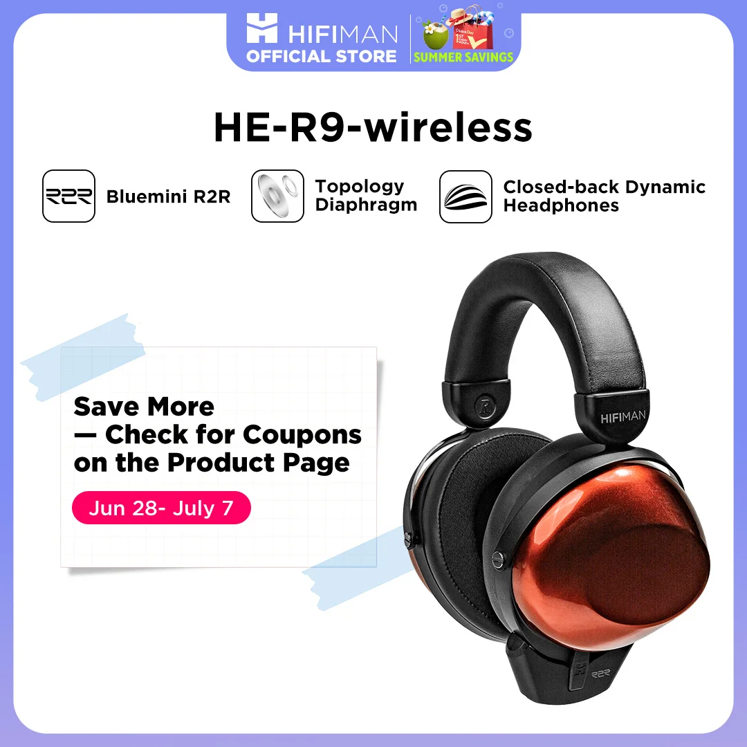 HIFIMAN HE-R9 Dynamic Closed-Back Over-Ear Headphones with Topology Diaphragm &BlueMini
