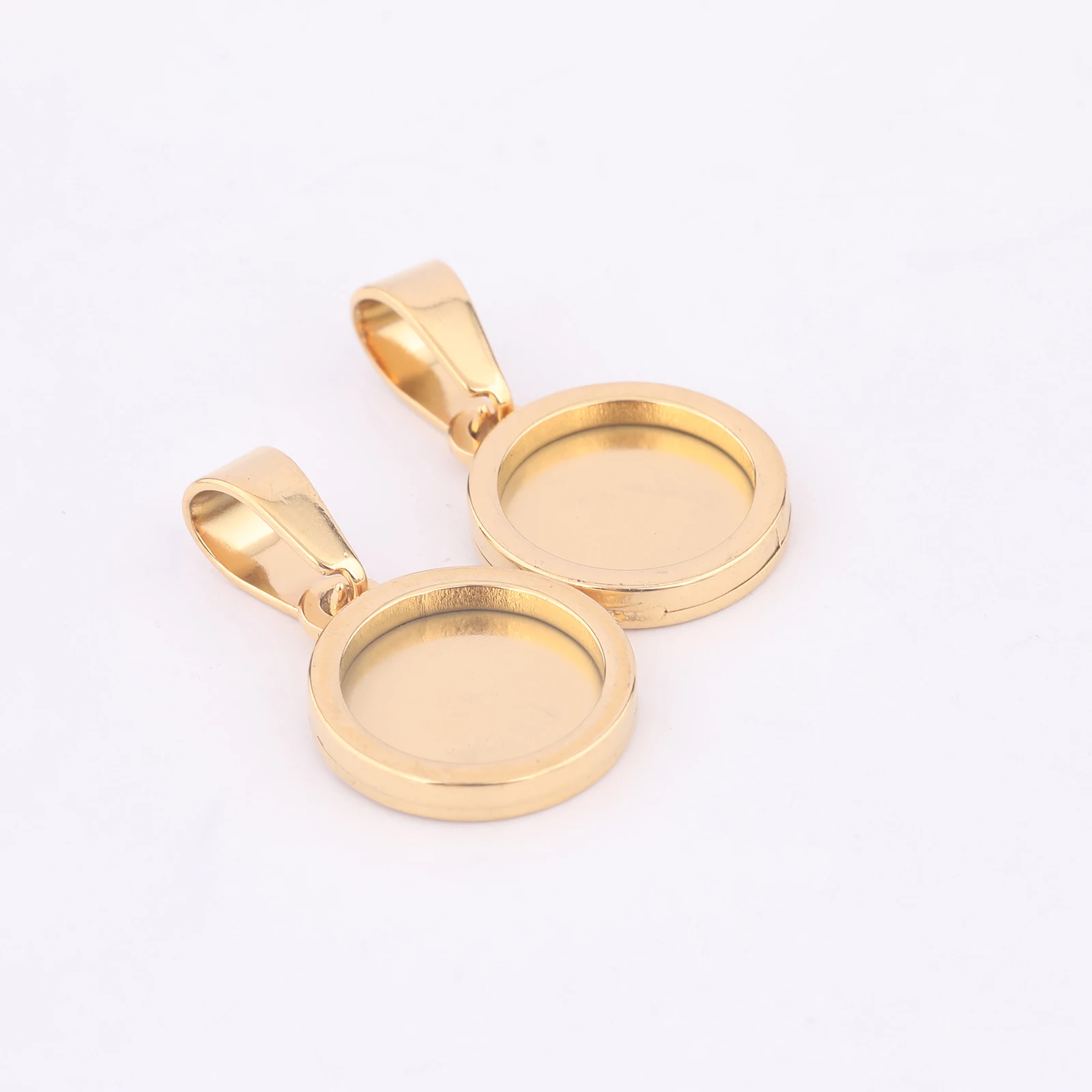 10pcs 10mm round cabochon base settings stainless steel gold plated bezel pendant trays blanks for jewelry making supplies image 5