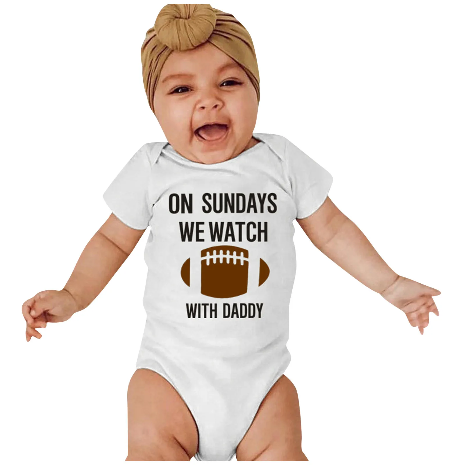 Funny On Sunday We Watch Football With Daddy Mommy Infant Baby Girls Boys Rompers Long Sleeve Jumpsuits Spring Summer Clothes