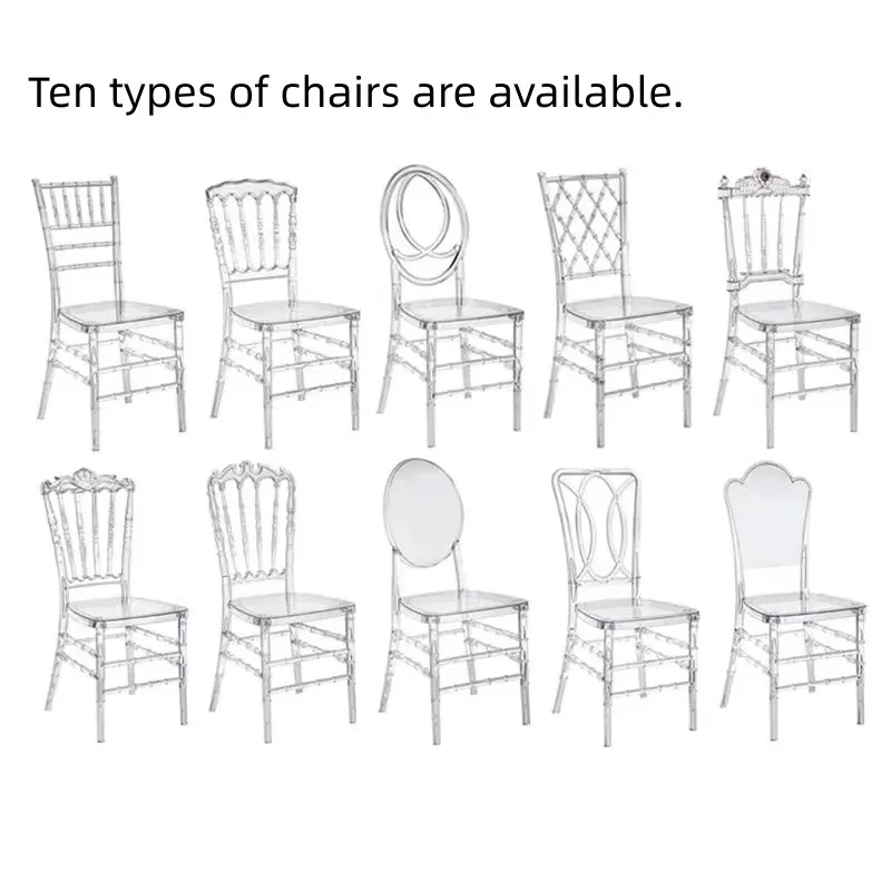 4 Pcs or 100pcs Transparent Detachable Wedding Resin CHIAVARI  Chair Chiavari for Outdoor Moment Party Gathering in Hotel House