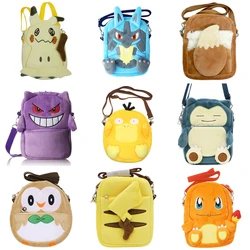 Pokemon Plush Cross Body Bag para Crianças, Pikachu, Charmander, Saco do telefone móvel, Anime Lucario, Cosplay Props, Coin Purse, Presentes, Kawaii, 19x15cm