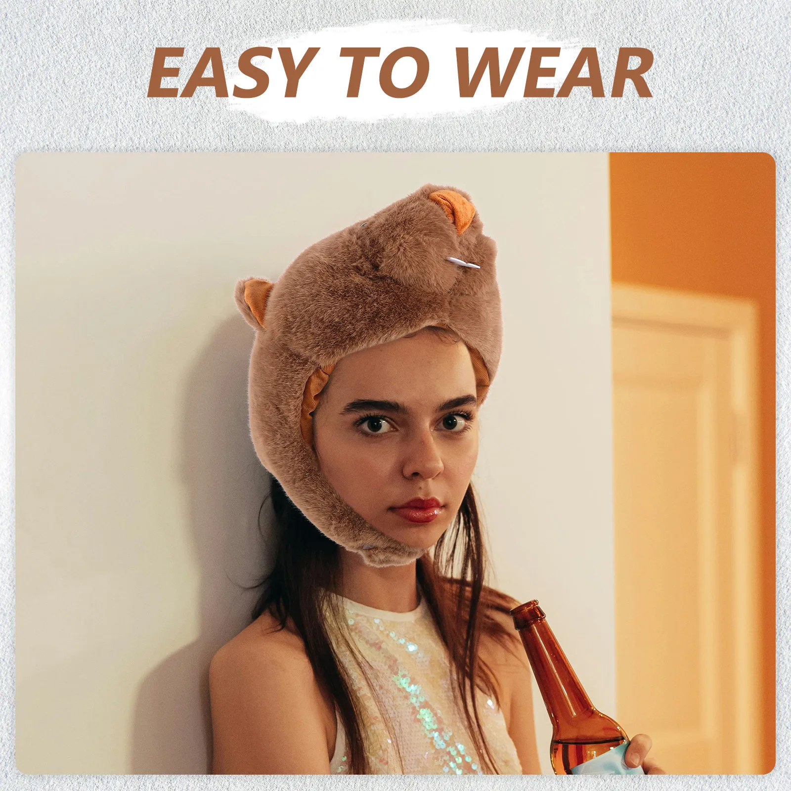 Cartoon Groundhog Hat Stuffed Animal Headwear Breathable Cosplay Costume Hat Party Photo Booth Prop Birthday Wedding Carnival