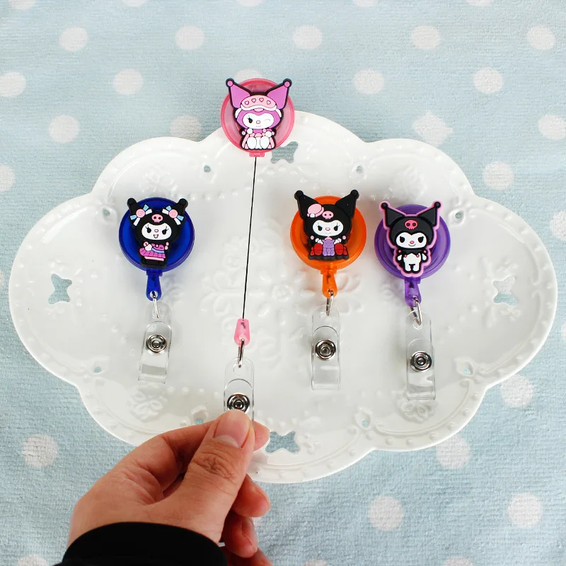 Cute Cartoon Kuromi Funny for ID Card Holder Scalable Toggle Clip Employee Card Doctor Nurse Chest Card Student Bus Card Holder - view 2