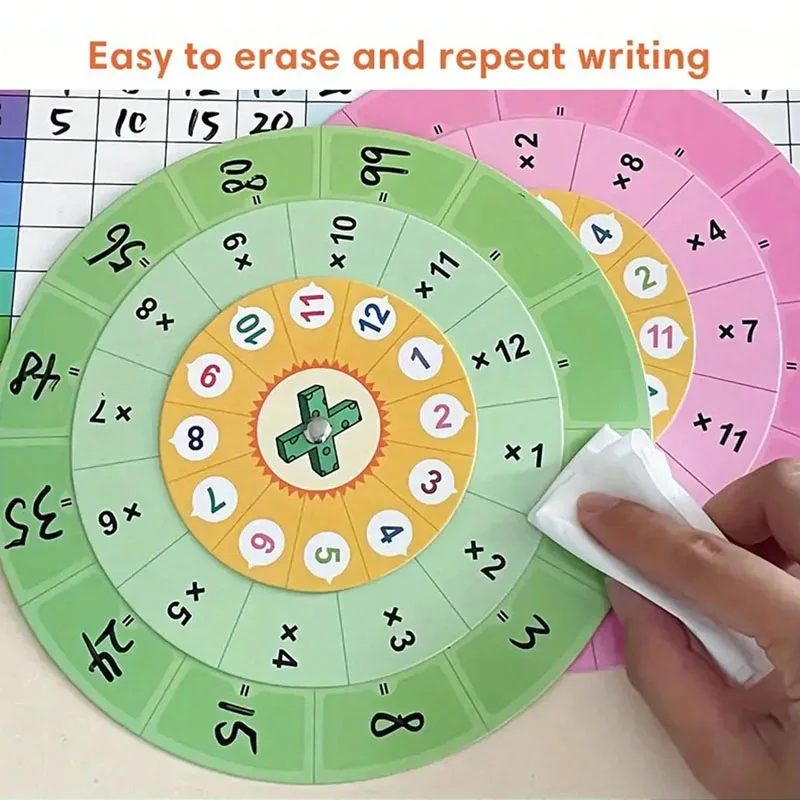 لعبة دوران الضرب، 1-12 بطاقة تدريب على طاولة الضرب، أداة مساعدة تعلم القرص الدوار للرياضيات ذاتية الاختيار، للأطفال #2