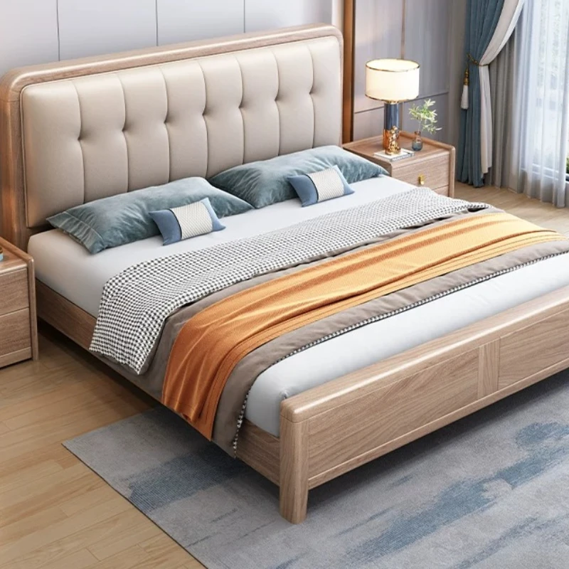 Wooden Simple Bed Modern Headboards Design European Bedroom Single Luxury Bed Queen Sleeping Letto Matrimoniale Trendy Furniture