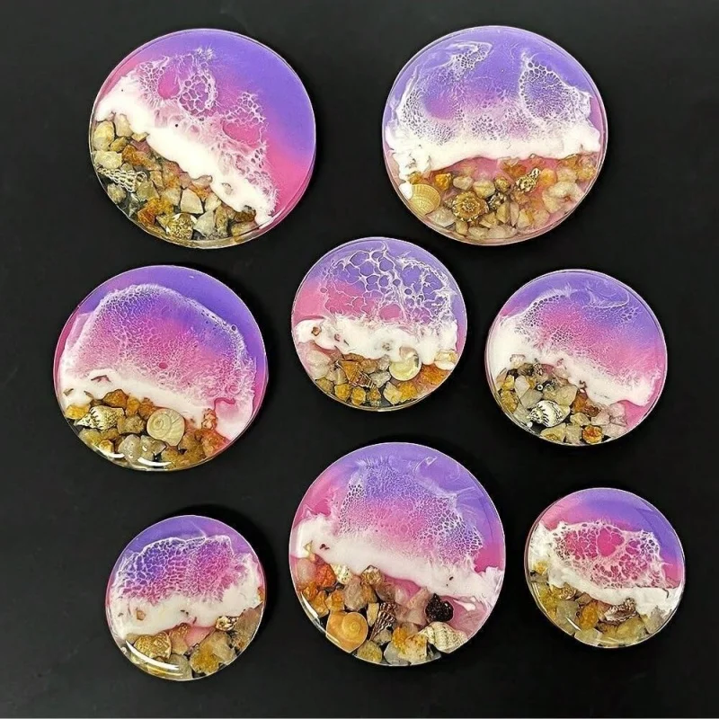 แม่พิมพ์เครื่องประดับแม่เหล็กแบบวงกลม 32 ช่อง, พวงกุญแจวงกลมตกแต่งแม่พิมพ์เรซินซิลิโคน (ไม่มีรู) งานฝีมือ