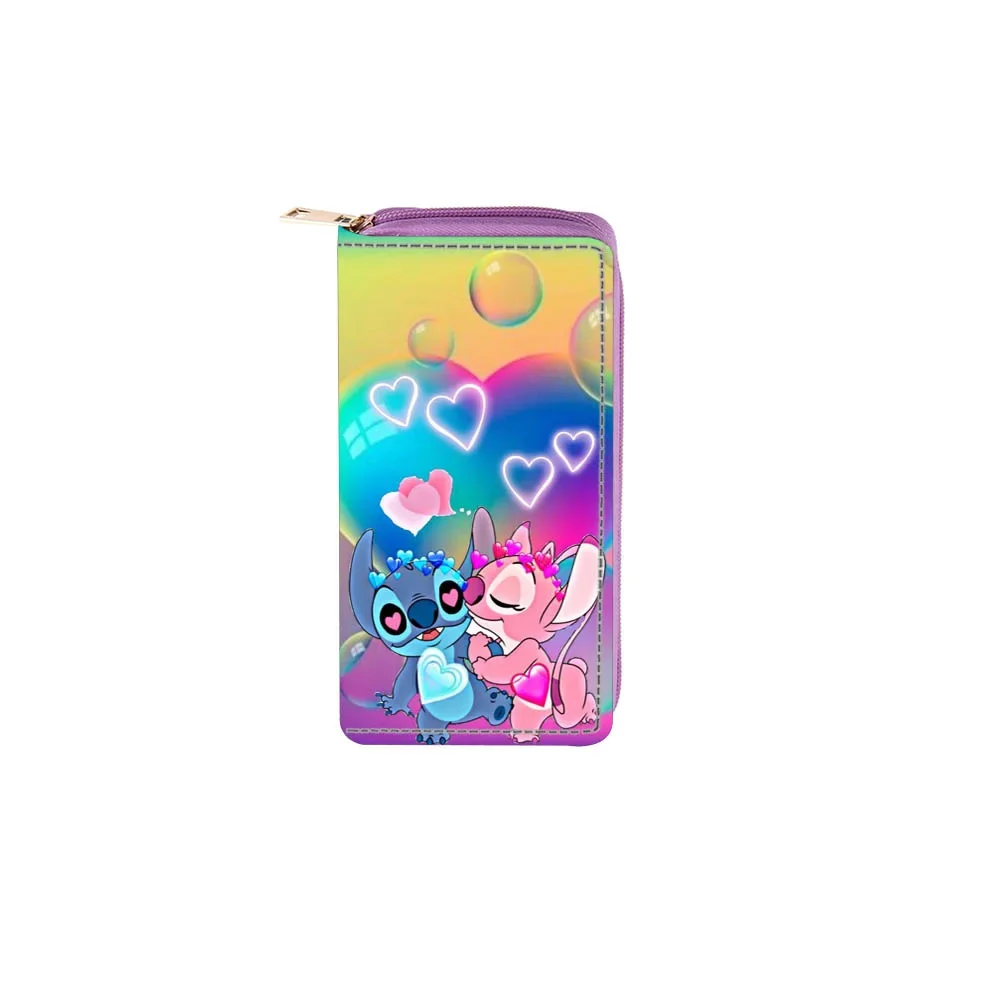 

Disney cute cartoon stitch Women PU Wallet Ladies Zipper Clutch Bag Credit Card Holder Purse