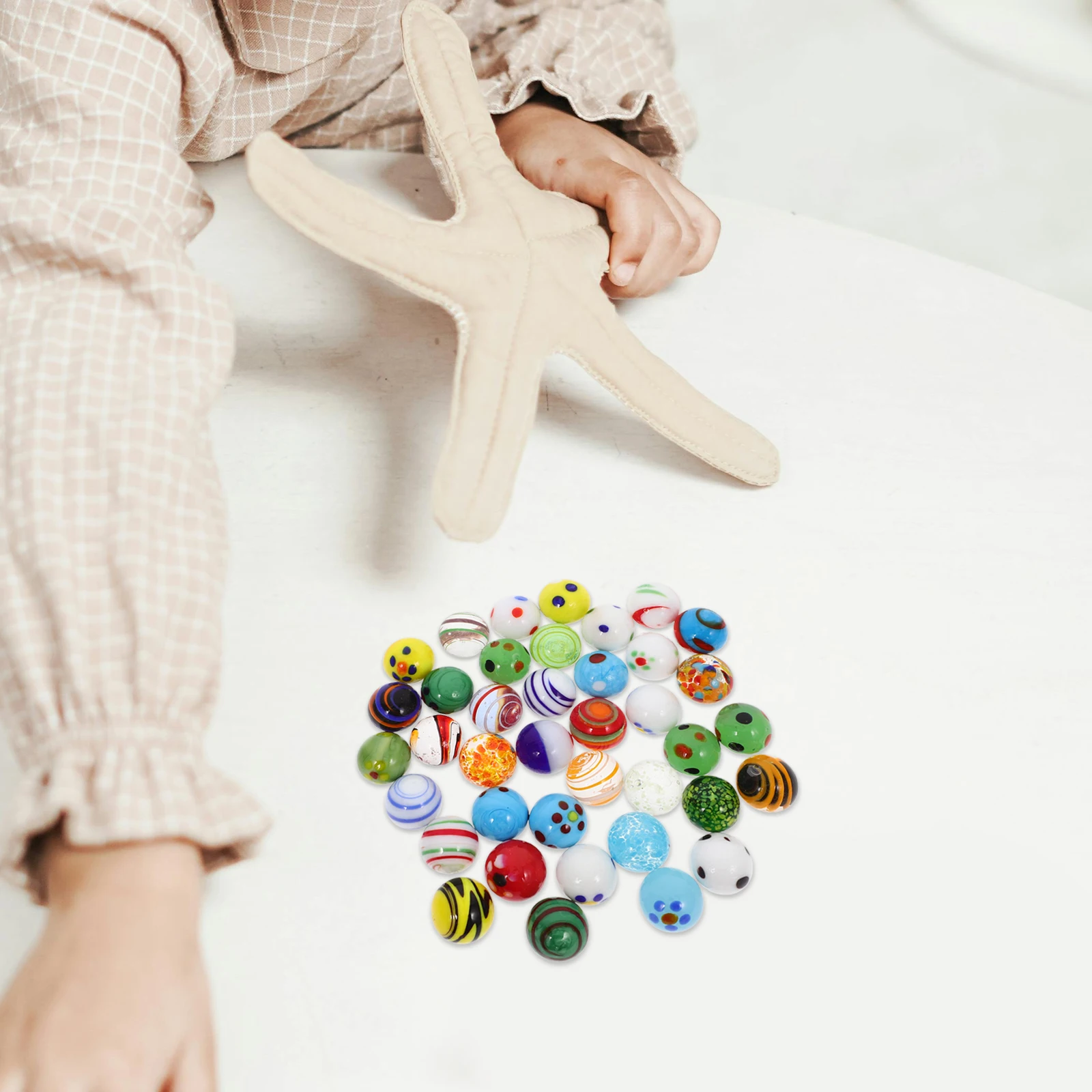 

38Pcs Decorative Glass Marbles Colorful Shatterproof Marbles for Fish Tank Aquarium Decoration Landscape Design Ball Ornament