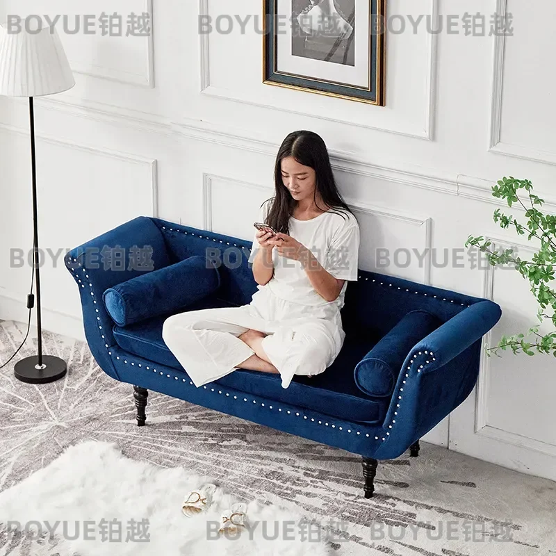 for American Light Luxury Velvet Bedside Stool Nordic Bedroom Small Sofa Designer Door Shoe Changing Stool Household Dressing