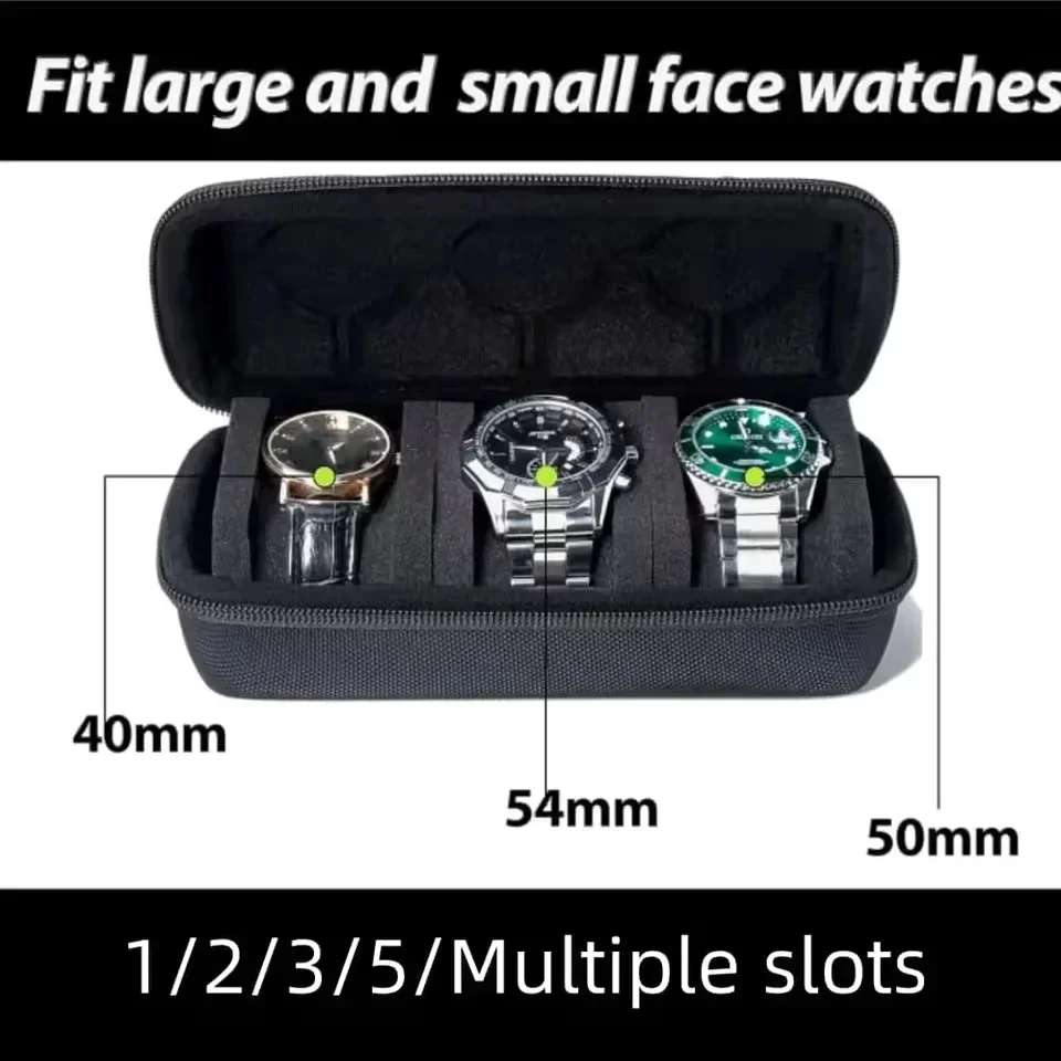 حقيبة سفر محمولة للساعة، منظم صندوق تخزين مع إدخال إسفنجي لساعة Apple Watch Huawei Samsung Smartwatch متعددة الفتحات