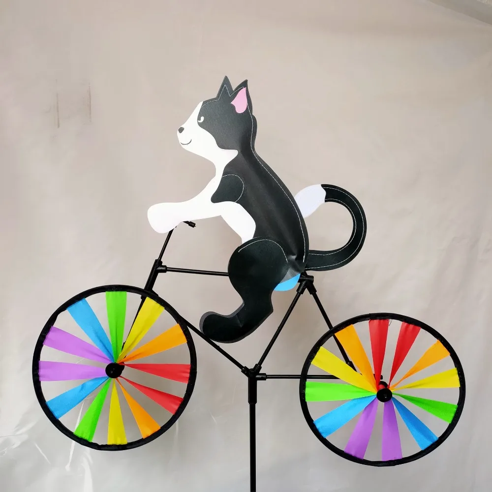 

Three-dimensional Cartoon Animal Riding Windmill Wind Spinners Standing Pole Bicycle Wind Spinners Lawn Ornament