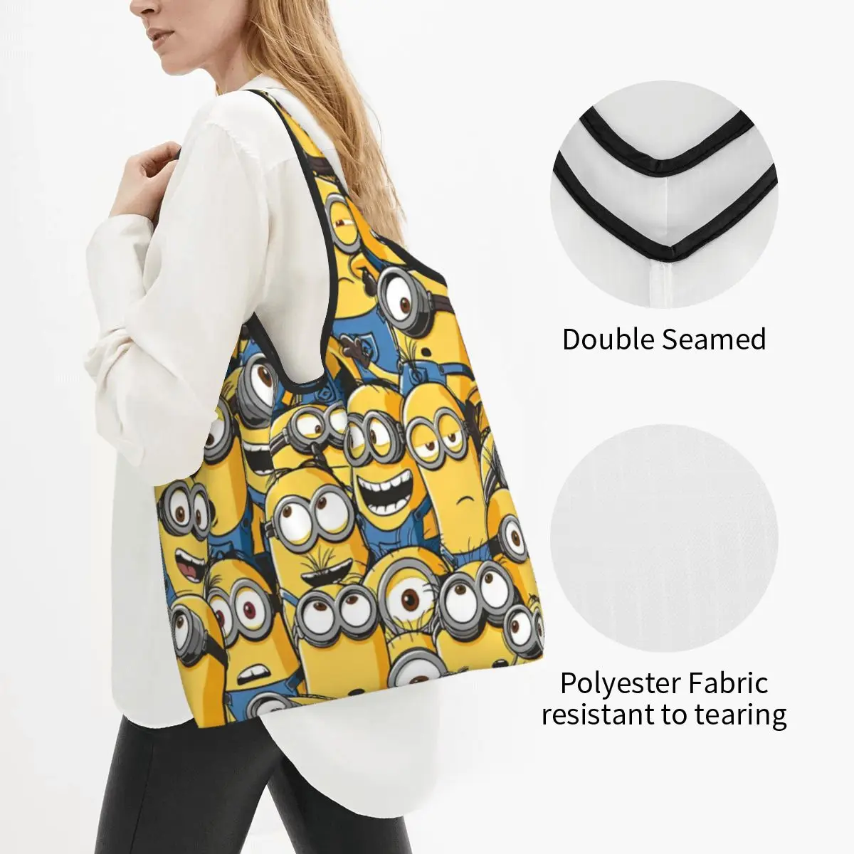   Walking Minions Shopper Bag Handbags Ladies Print Tote Bag Modern Cloth Work Shopping Bags