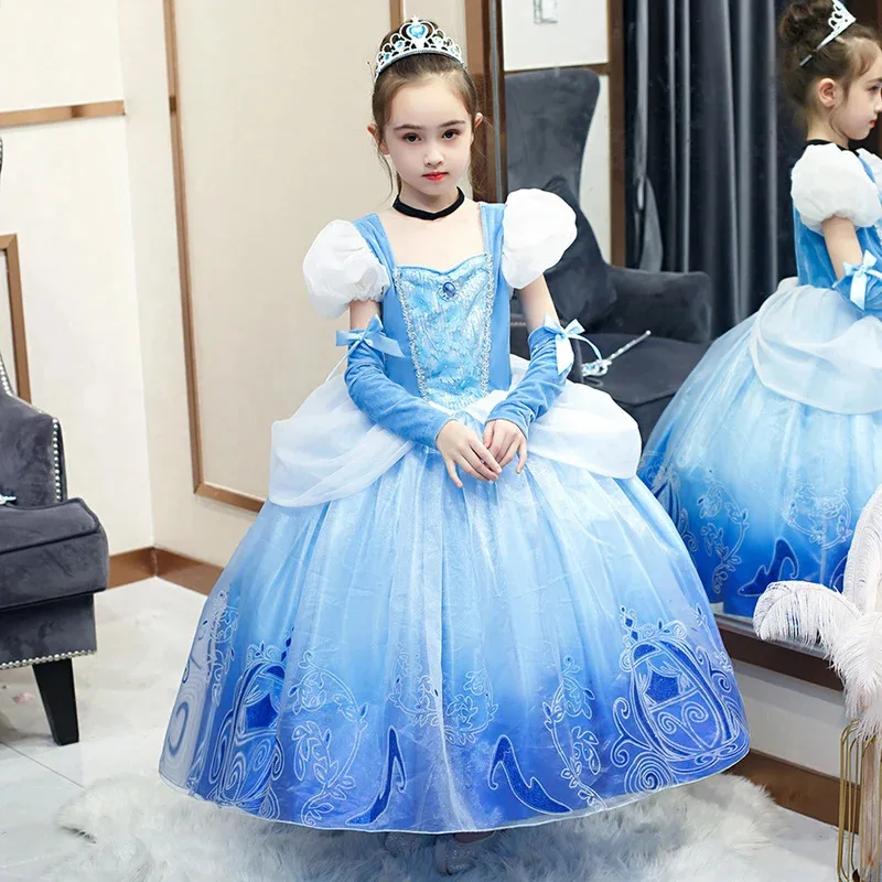 سندريلا طفل فستان الأميرة هالوين اليقطين حذاء كريستال يتوهم الفاخرة فستاين سهرة/فساتين الحفلات طفل فتاة هالوين كرنفال حفلة هدية