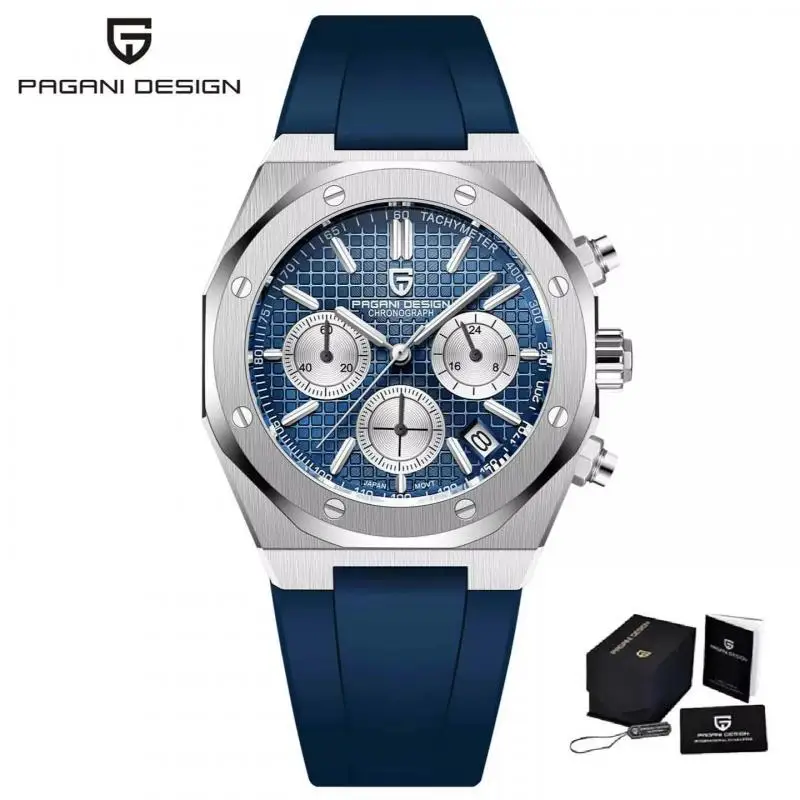 PAGANI DESIGN 2026 Neue Casual-Sport-Herren-Quarzuhr PD1707 VK63 mit Kautschukarmband, Saphirglas, 20 bar wasserdicht, Reloj Hombre