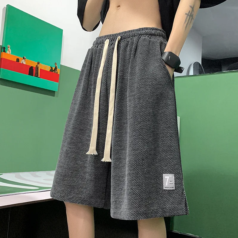 Baggy Casual Shorts Men Wide Leg Korean Style Simple Retro Leisure Sporty Streetwear Aesthetic Summer Breathable Bodybuilding