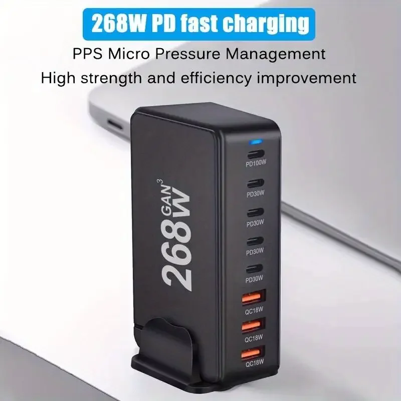 

268W Super Charging Charger Desktop GaN Charger 8 port USB Type C PD Charger Fast Charge 3.0 USB Type C Fast Charger Mobile