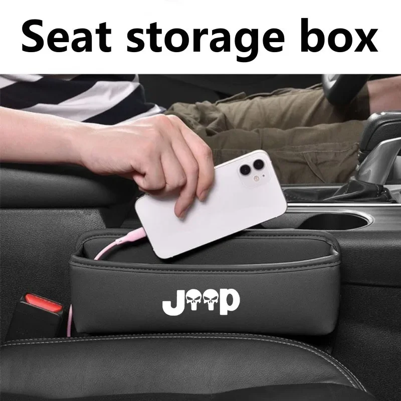 

Multifunction Car Seat Gap Organizer Seat Crevice Slot Storage Box for Jeep Wrangler JK JL TJ Renegade Grand Cherokee Compass