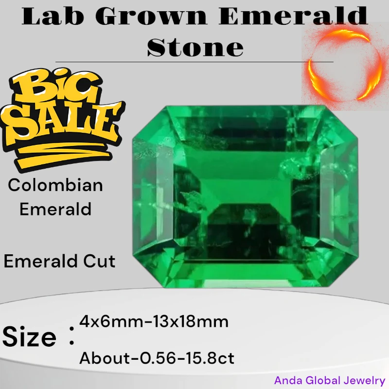 

Lab Grown Colombia Emerald Loose Stone Hand Emerald Cut Hydrothermal Gemstone for DIY Jewelry Making Selectable Certificate