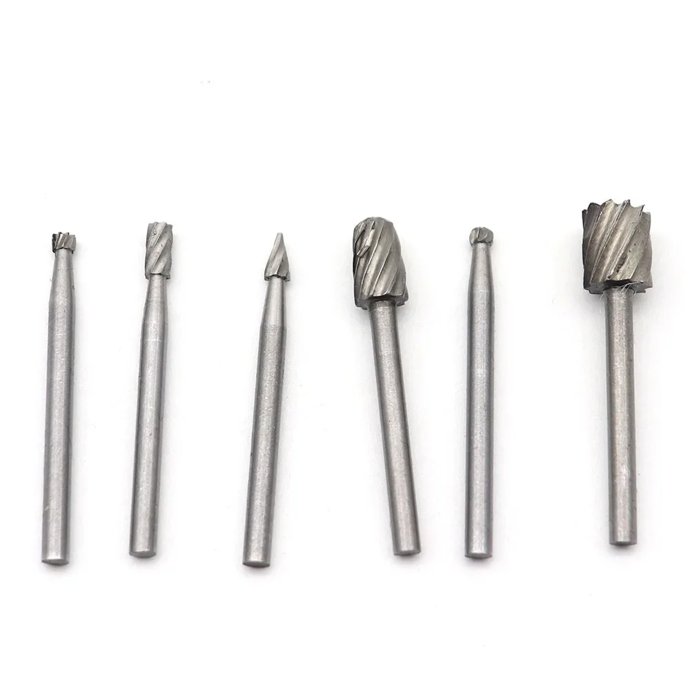 6pc High Speed Steel Rotation File Beating Grinding Head Sculptor Milling Tool Carpenter Excalibur   Small Toothless