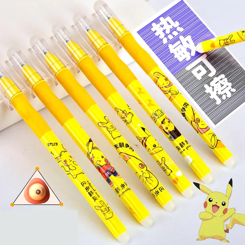 36pcs/lot Creative Pokemon Erasable Gel Pen Cute 0.5mm Black/Blue Ink Neutral Pens Promotional Gift Office School Supplies