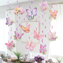 Butterfly Spiral Pendant Pink Butterfly Theme Birthday Party Decorations Baby Shower Wedding Party Supplies Hanging Banner