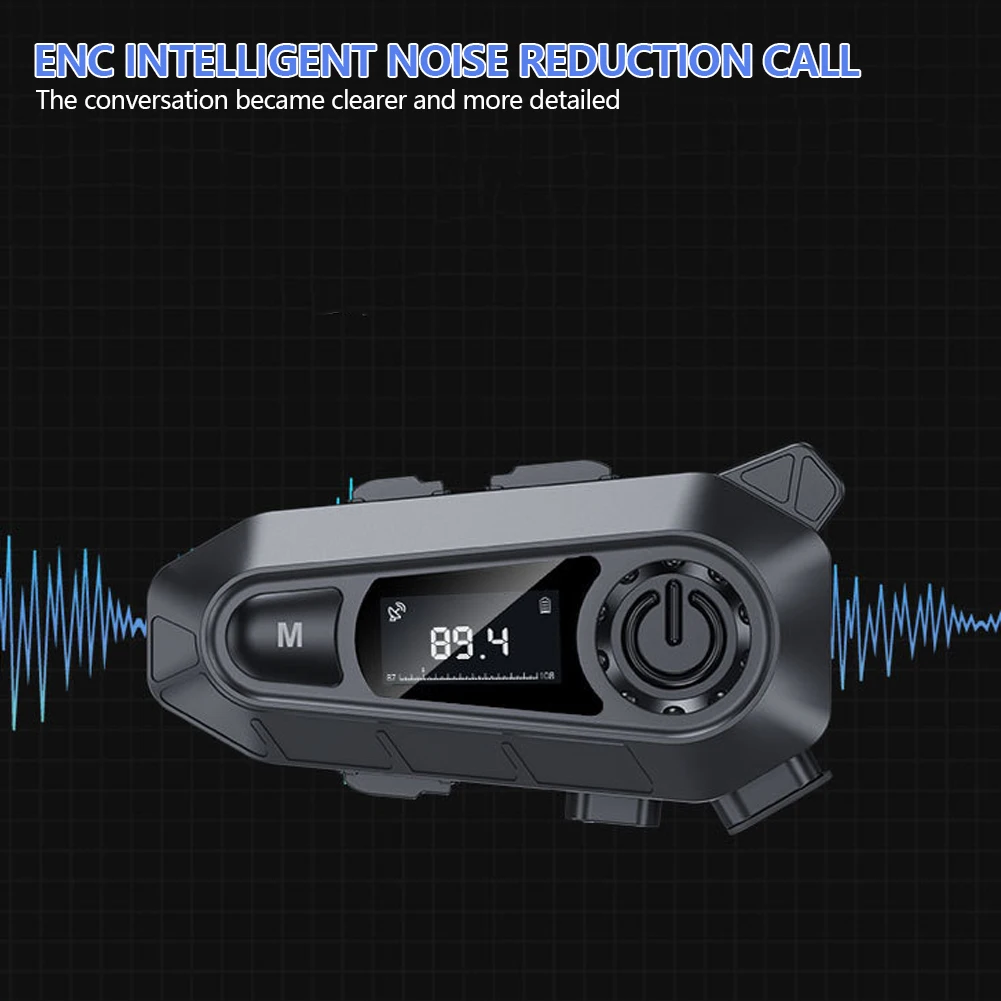 سماعة خوذة دراجة نارية لاسلكية BT5.3 Handfree دعوة مقاوم للماء موتو سماعات راديو FM مشاركة الموسيقى شاشة LED لراكبي #6