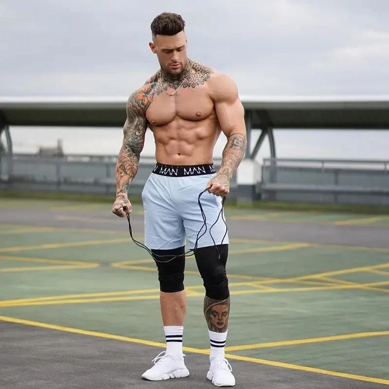 2024 Men chinlon Fitness Bodybuilding Shorts Man Summer Gym Workout Male Breathable Quick Dry Sportswear Jogger Beach Short Pant