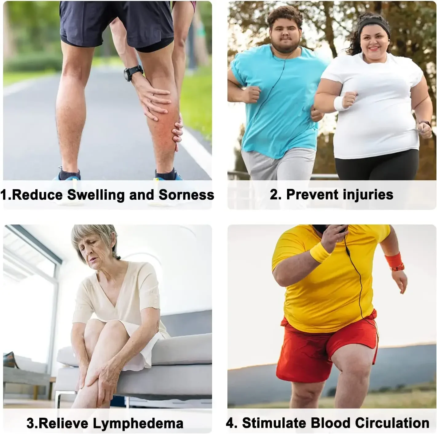 PR 3/5Pairs Plus Size Compression Socks Women Men Wide Calf Compression Stocking Knee High 20-30mmHg for Circulation Swelling image 6