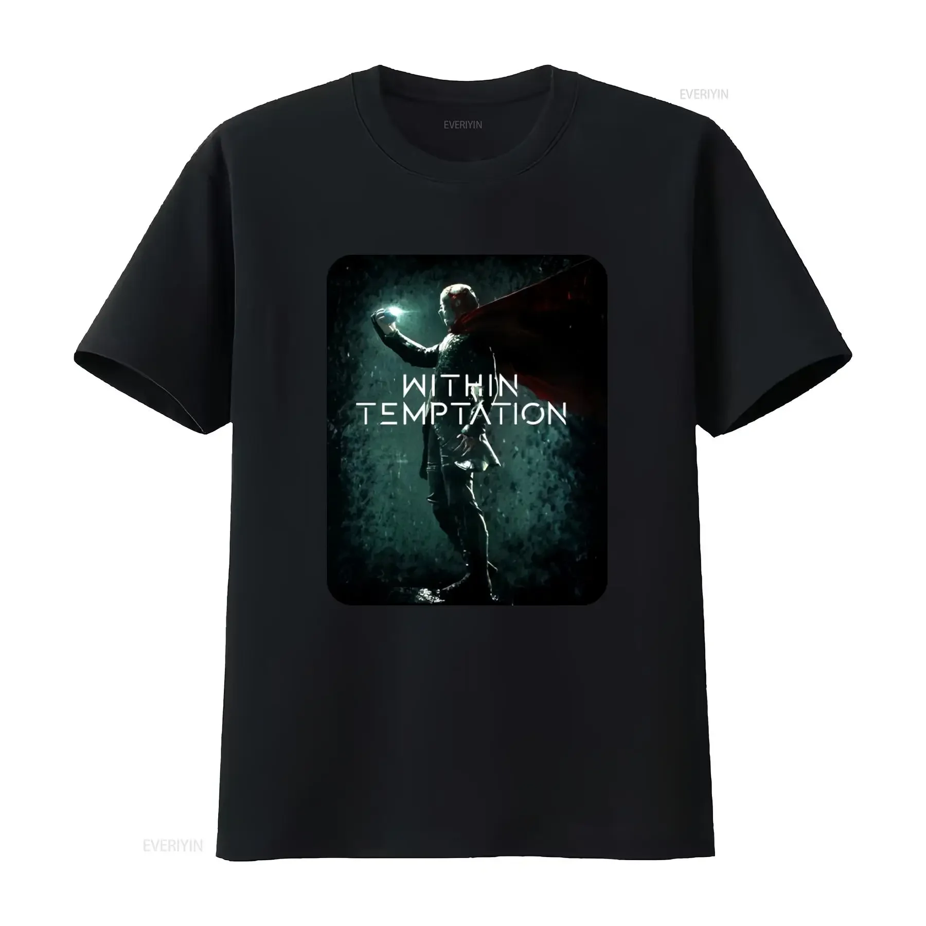 WITHIN TEMPTATION Gothic Rock Band T Shirt Cotton Black Men S to 5XL Unique Design BE1718 vintage Washed streetwear Stretched