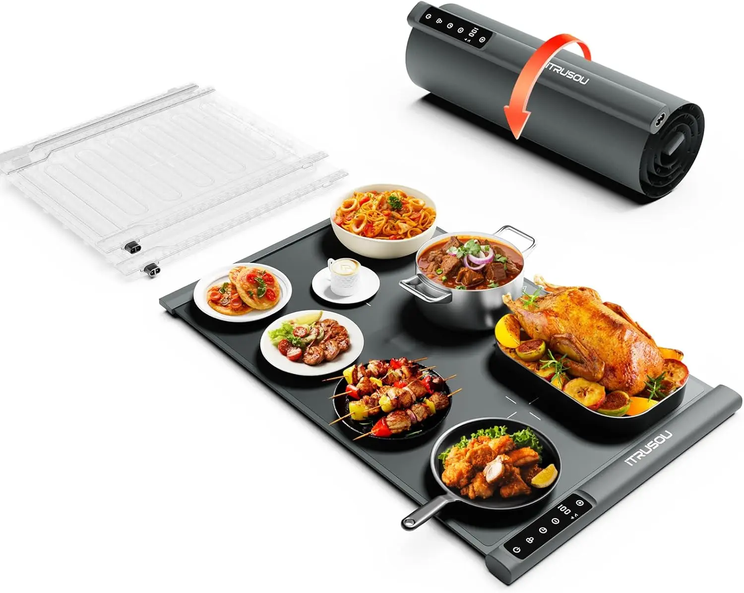 

Electric Warming Tray with 7 Temp Settings, Timer, Interlocking Design for Buffet Parties