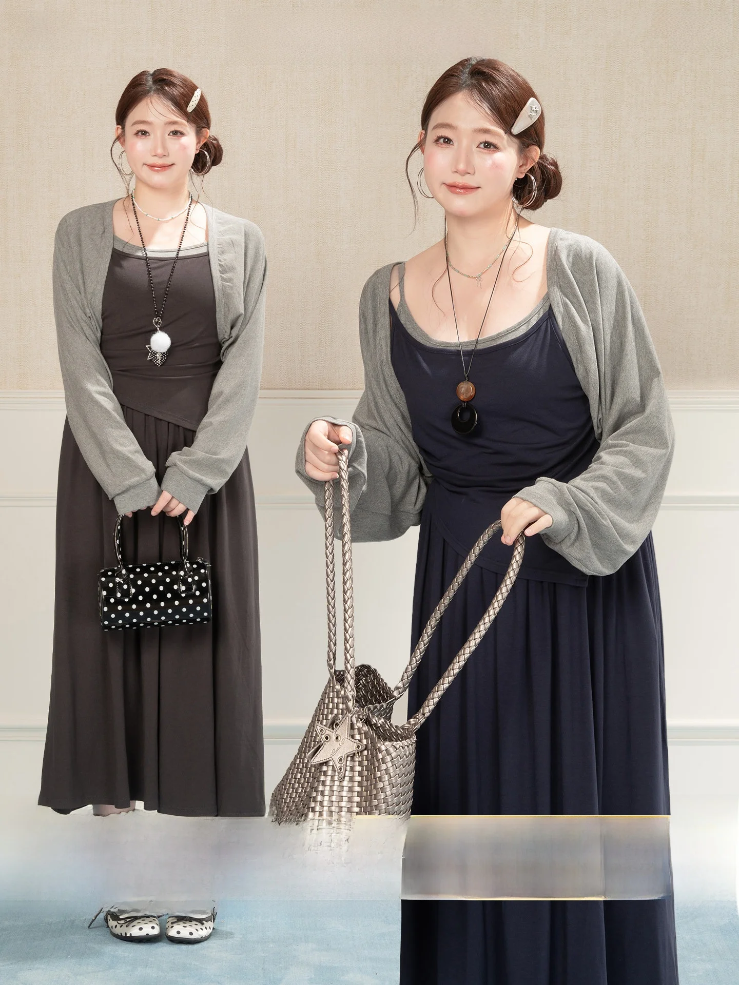 

Heynew Lazy Casual plus Size Women's Spring Shoulder Shawl Dress Set Two-Piece Suit Comfortable Short Sleeve Korean Style