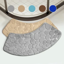 Curved Bathroom Rug for Circular Shower,Non-Slip Soft Suction Fan Shower Mat Washable Bathroom Carpet Corner Bathtub Floor Carpe