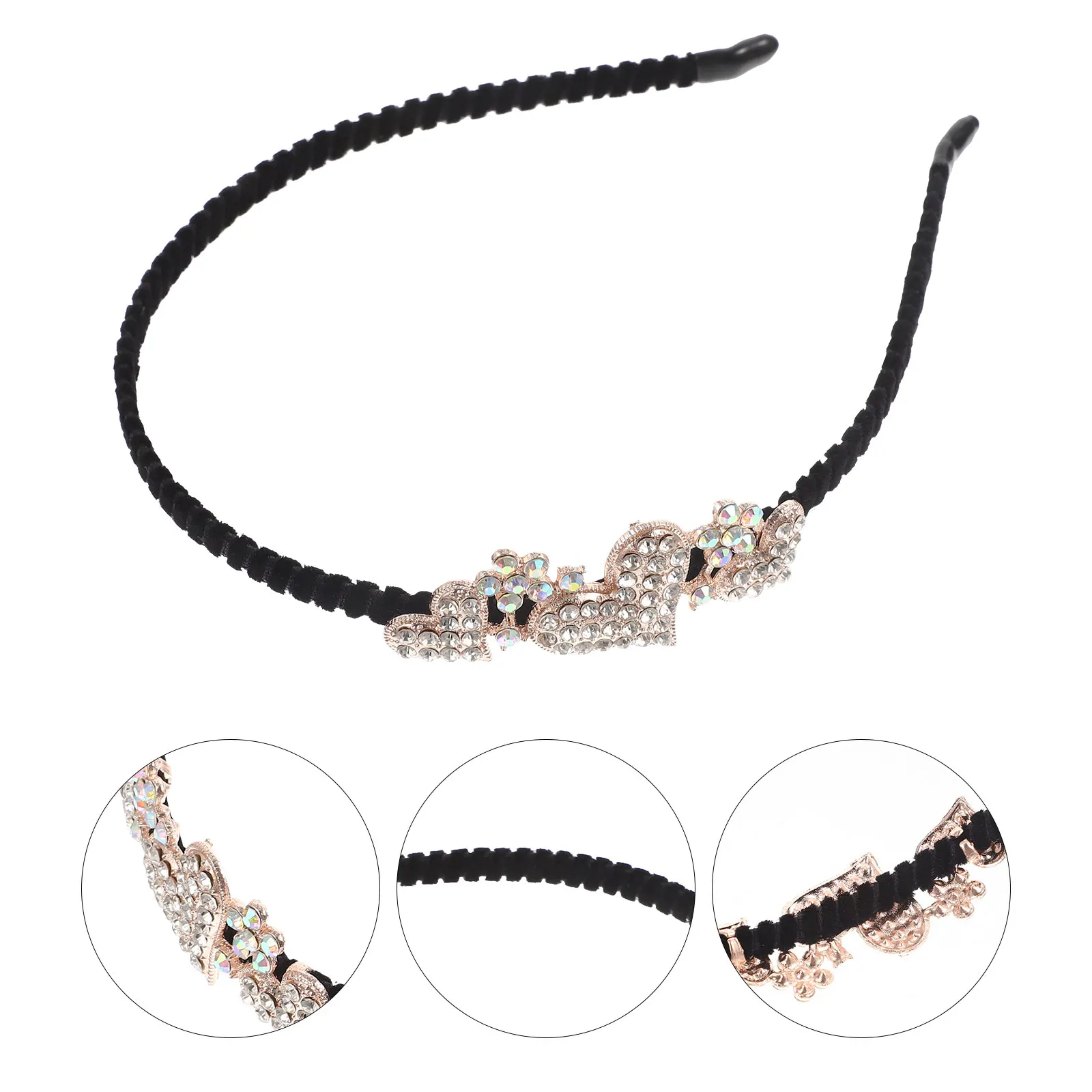 

Rhinestone Non-Slip Headband Decorative Elegant Headdress For Women Girls Wedding Party Costume Show Hair Accessories