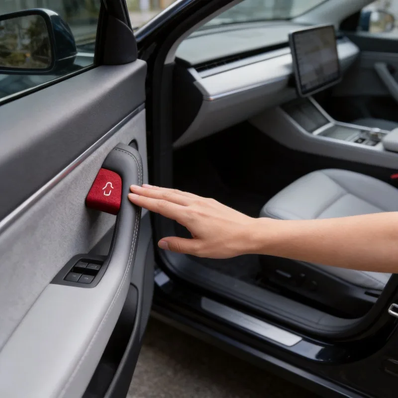 Auto-Türaufzug-Knopf-Aufkleber für Tesla Highland Model 3 17-23 Juniper Model Y 21-24 Armlehnen-Fensterheber-Schalter-Aufkleber – Detail 6