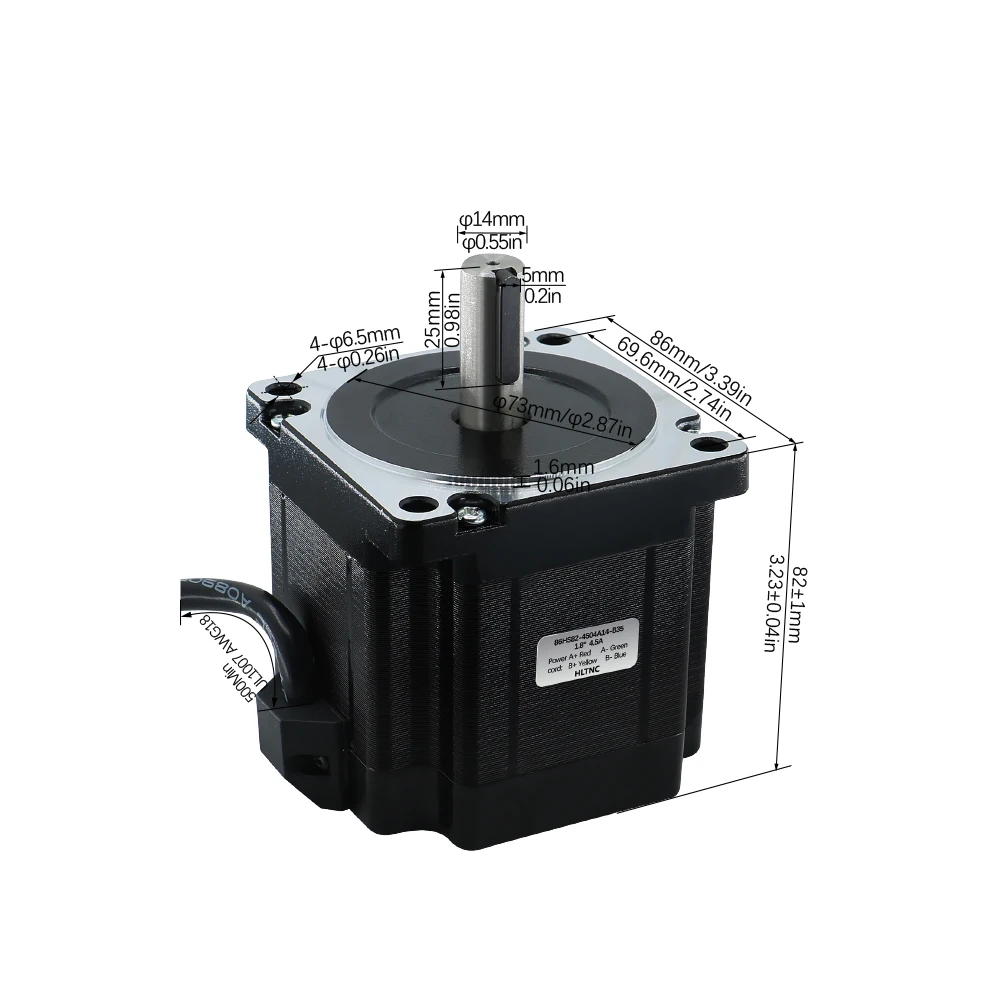 MHCNC Nema34 Stepper Motor 86HS82 4.5Nm 4.5A 2Phase 4-Lead 1500RPM For CNC Router Robot Arm Automation Equipment