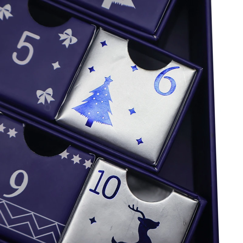 Wholesale Christmas Advent Calendar Cardboard Box Cookie Candy Paper Box Christmas Tree Calendar Box