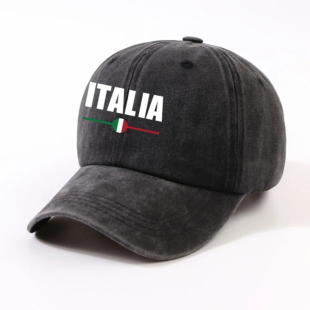 1 Adjustable, Lightweight, Baseball Cap with "ITALIA" Embroidery Black, Olive Green, Pink, Gray, Red, Navy Blue Perfect for