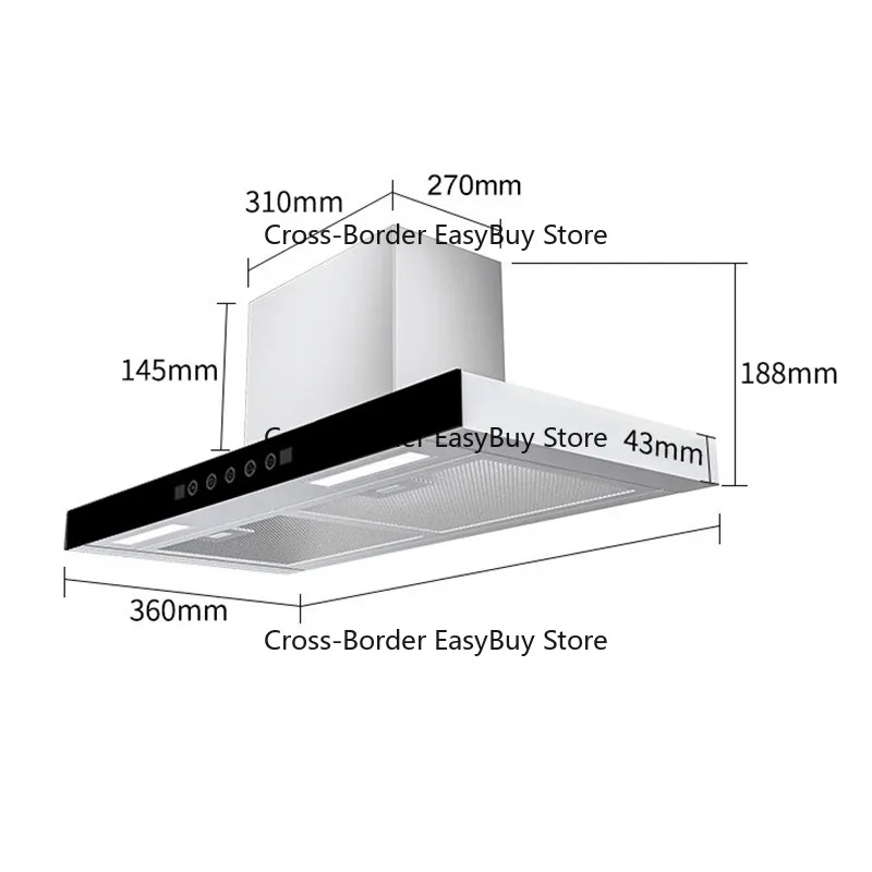 

T-shaped 600mm Range Hood, Household Built-in Small Apartment Hotel Mini Oil Extractor