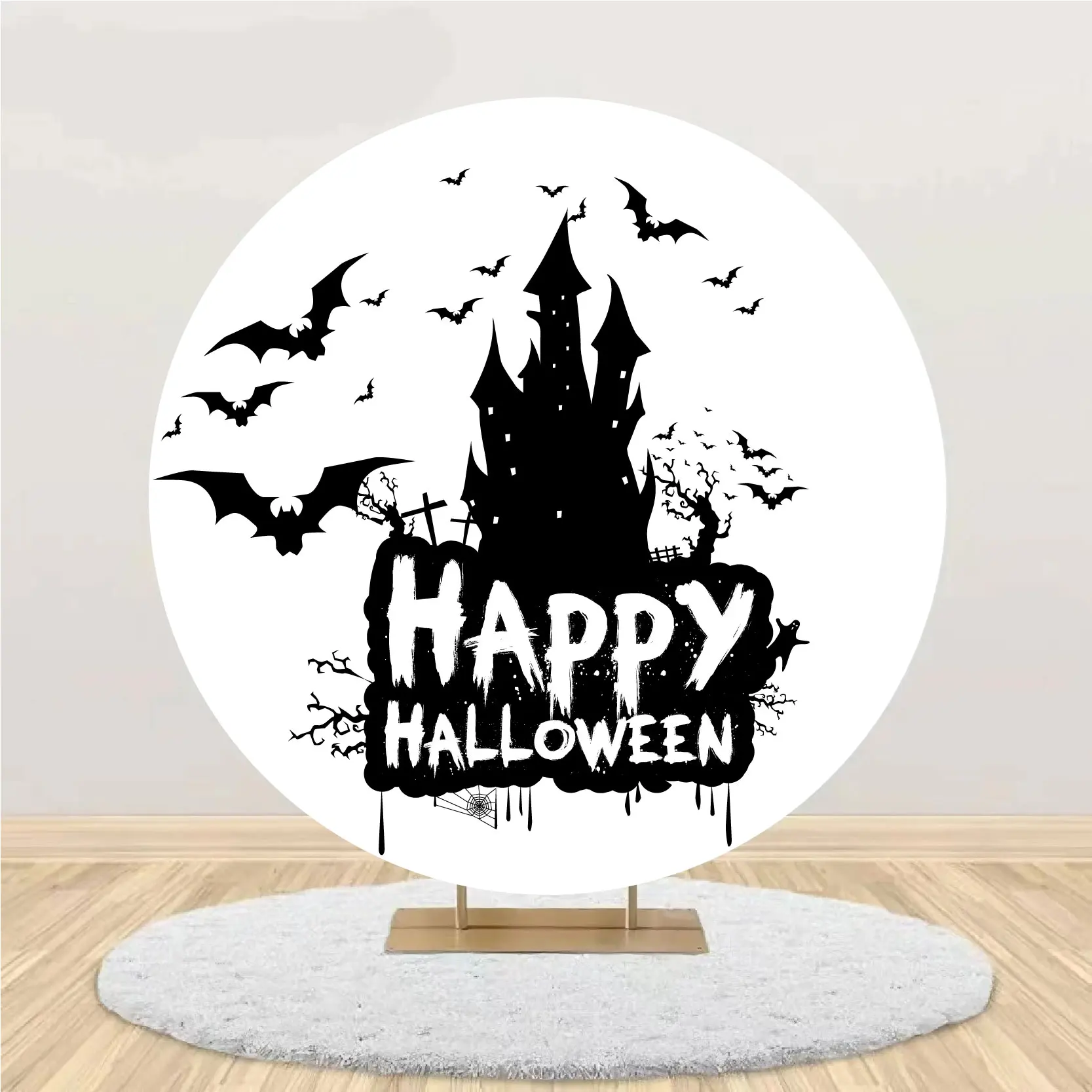 

Halloween Party Supplies Round Circle Backdrop Covers Spandex Fabric Photograph Background Props Suitable for Arch Iron Stands