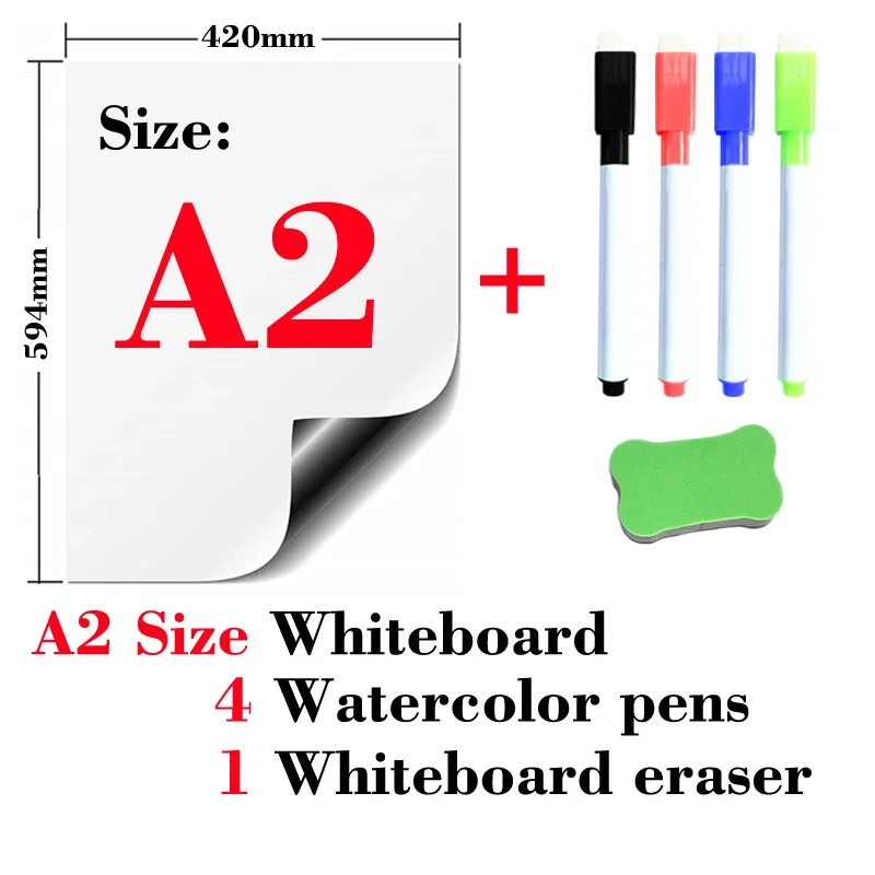 A2 Size Magnetic Whiteboard Fridge Sticker Home Kitchen Writing Drawing Message Board Dry Eraser White Board