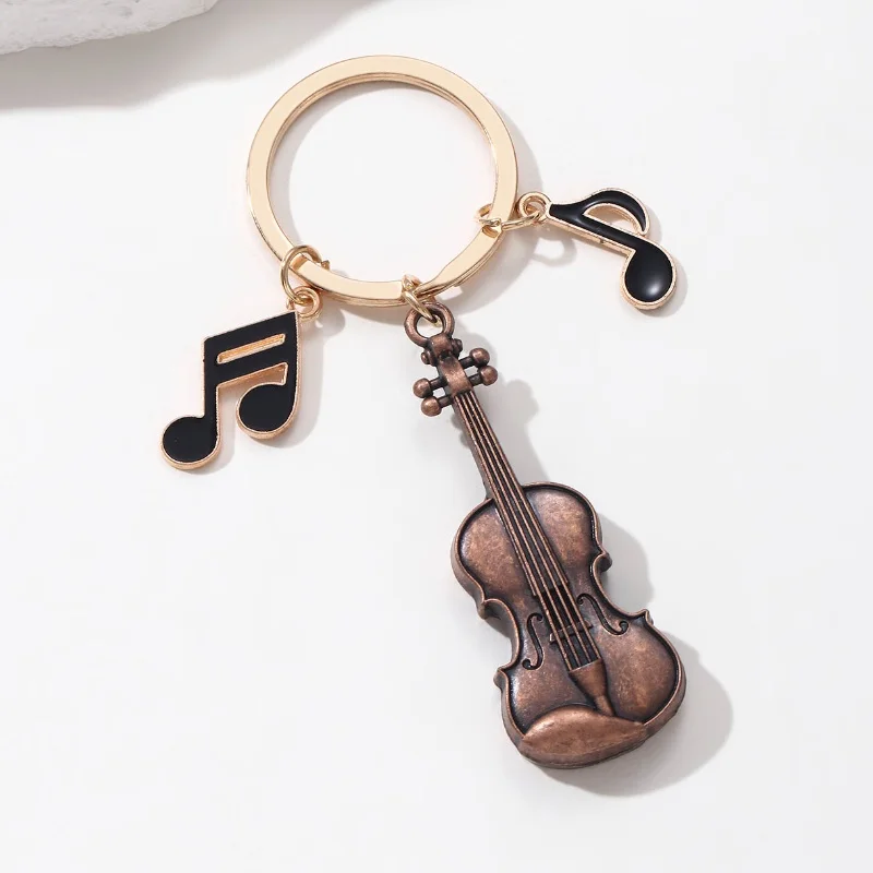 Classic Violin Notes Enamel Keychain Musical Instrument Music Key Ring Good Gift For Friends Musician Handmade Jewelry Set