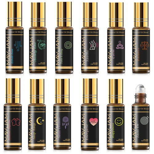 Imagen 1 del producto MAYJAM-aceite esencial compuesto de rodillo, 10ml, lavanda, rosa, ciprés, fragancia de manzanilla, alivio del estrés, fácil sueño, nuevo producto 2022