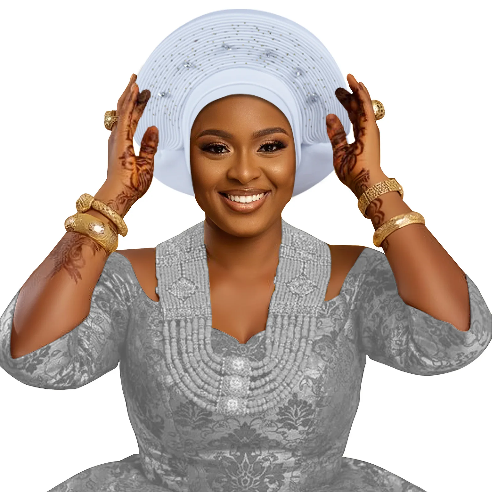 

Многослойная плиссированная шляпа-тюрбан в африканском стиле, повязка на голову в Нигерии, авто геле, модная мусульманская женская шапка-хиджаб для свадьбы