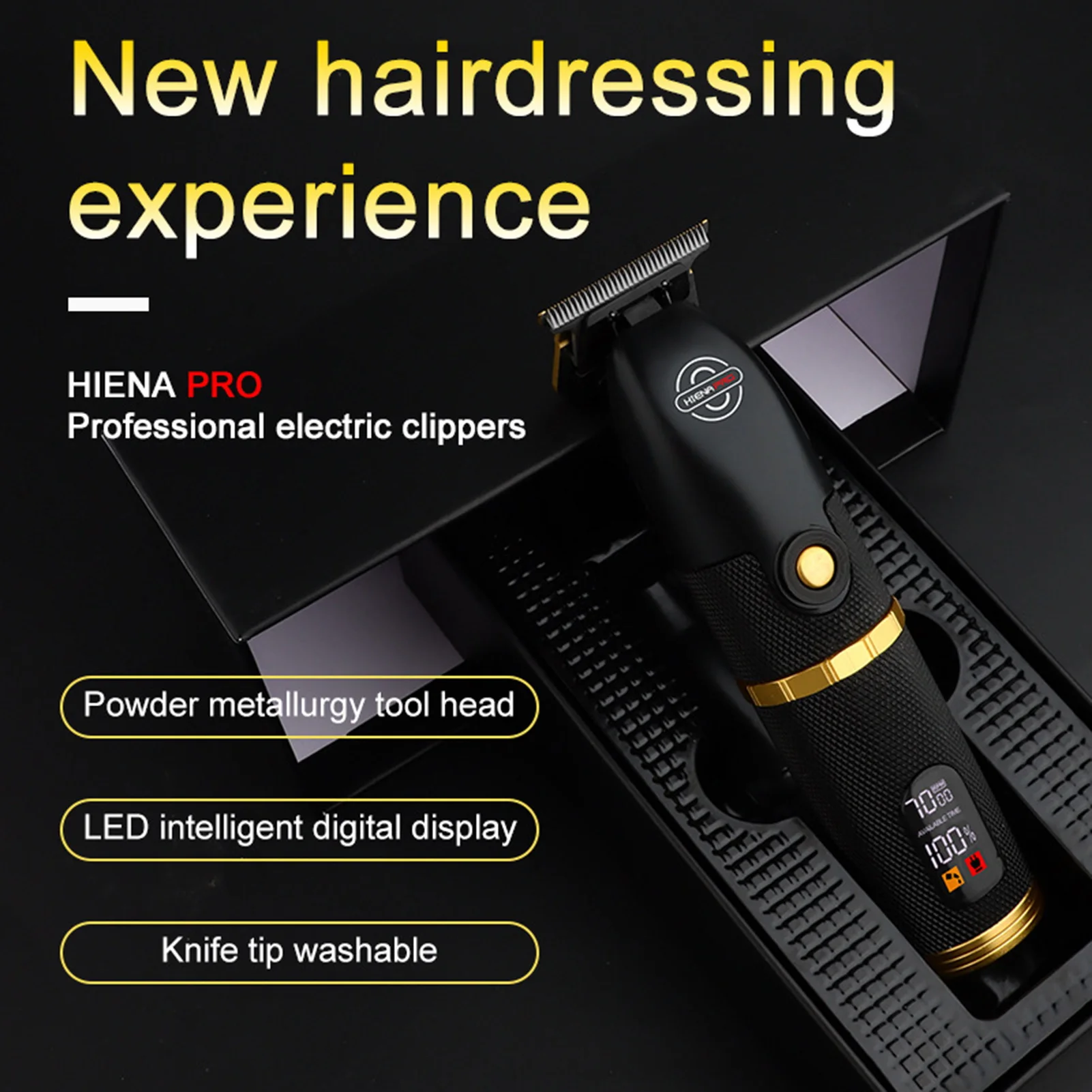HIENA profesjonalny zestaw maszynek do strzyżenia włosów Retro rzeźbiony wzór elektroniczny trymer do brody i włosów wyświetlacz LED USB ładowanie zestaw do strzyżenia włosów