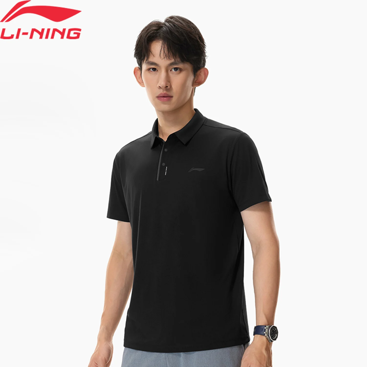 

Мужская тренировочная футболка-поло Li-Ning LN FAST DRY, 100% полиэстер, стандартный крой, защита от ультрафиолета, футболка LiNing для фитнеса с короткими рукавами APLW163