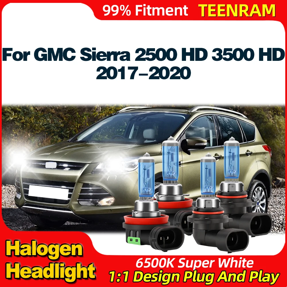 200W Car Headlight 24000LM Halogen Lamps Bulbs 12V 6500K Plug And Play For GMC Sierra 2500 HD 3500 HD 2017 2018 2019 2020